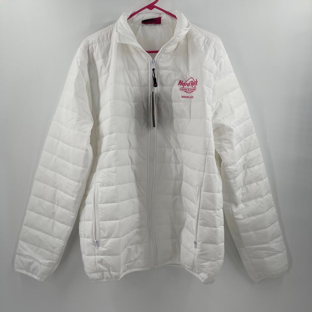 HARD ROCK HOTEL & CASINO SIOUX CITY Puff Jacket SZ Extra Large White Pink NWT - Picture 10 of 10